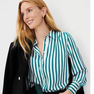 Ann Taylor Stripe Button Down Blouse NWOT